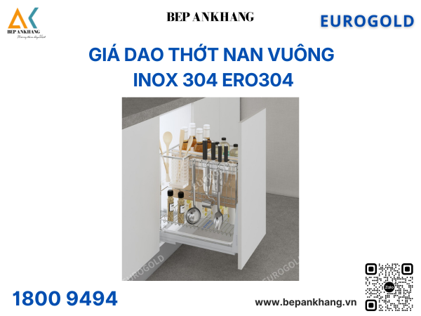 Giá dao thớt nan vuông inox 304 ERO30430 (ERV5430VX) – Eurogold